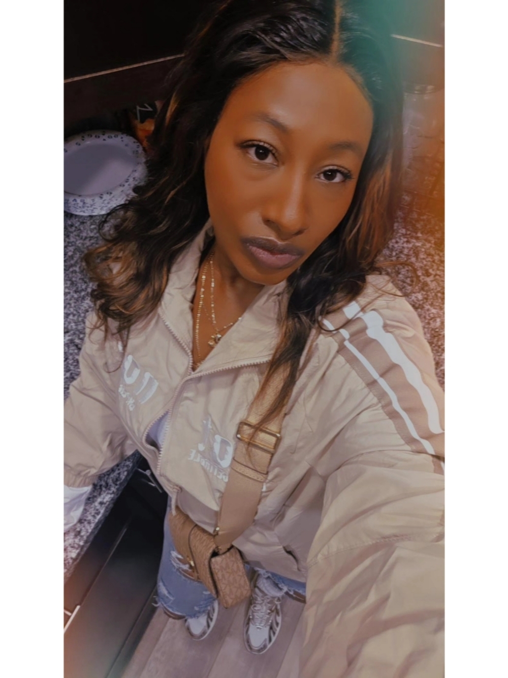 Beige Lightweight Women's Track Jacket - Casual Zip-Up